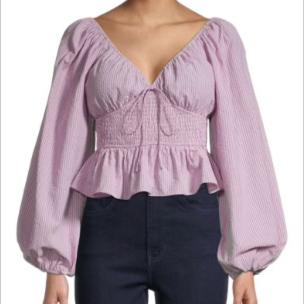 Women's Lavender Peplum Top, Size Medium